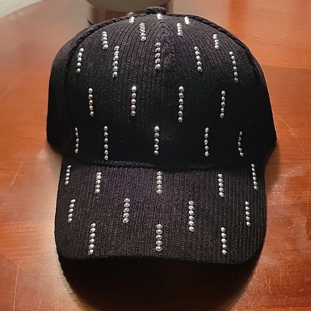 Bon Voyage Black Corduroy Bling Embellished Hat